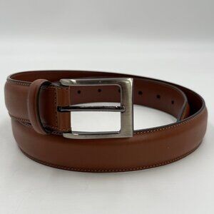 Perry Ellis Dress Belt Brown Bonded Leather Mens Size Small 30-32 1.25" Wide